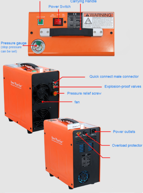 Mini-1 PCP Compressor 300 Bar, New Warrior - Afbeelding 4
