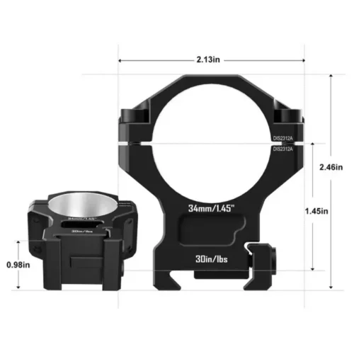 DISCOVERYOPT 7075 aluminium richtkijkerringen – 25,4 mm/30 mm/34 mm buis | Past op 0,97"/1,26"/1,45" richtkijkerbevestiging voor Picatinny-rail - Image 2